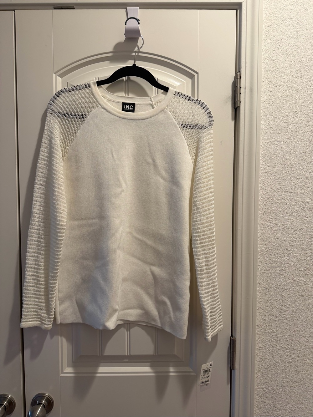 INC International Concepts Ivory Crewneck Knit Sweater
